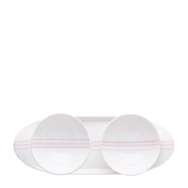 Loop Pink Line - Double Bowl with Tray